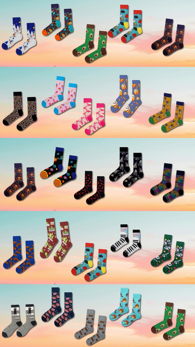 Chaussettes en coton – Taille unique 38–45 (24 modèles au choix)