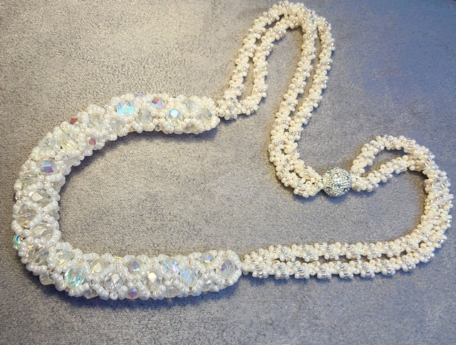 Double Crystal and Pearl Twist Necklace