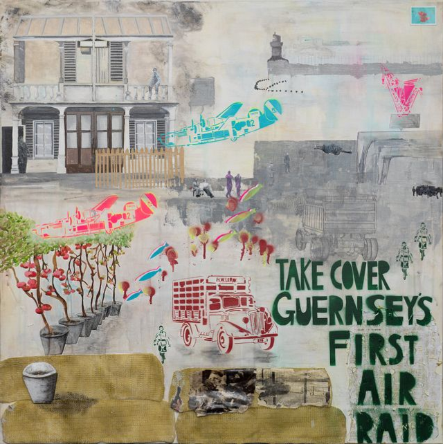 Tomato Lorry Bombing - print of mixed media piece by Georgia Gray