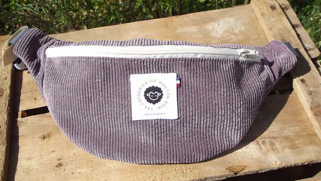 Sac banane velours &quot;vieux&quot; violet