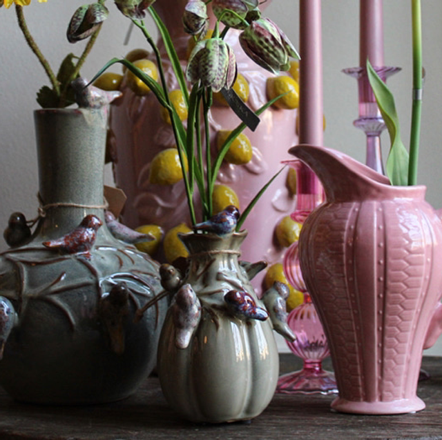 Bird Vase Moss Green S