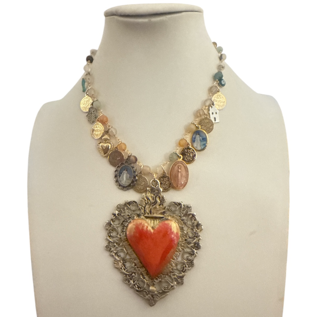 Collana cuore ex-voto salmone 25NM-6