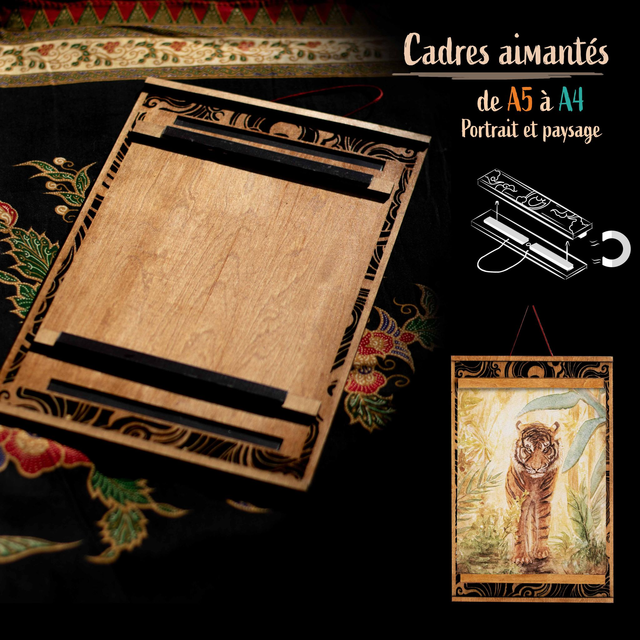 Cadres artisanaux en bois aimantés - A4 à A5