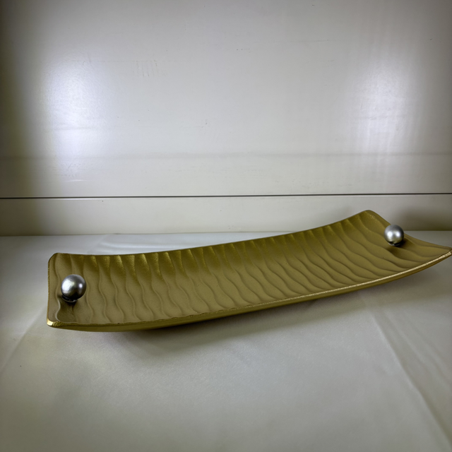 Plateau de présentation rectangle doré