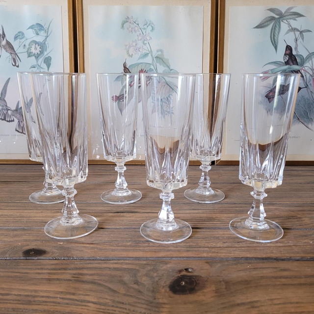 X Flûtes à champagne cristal d&#039;Arques modèle Louvre (attention, il ne reste que le lot de 4)