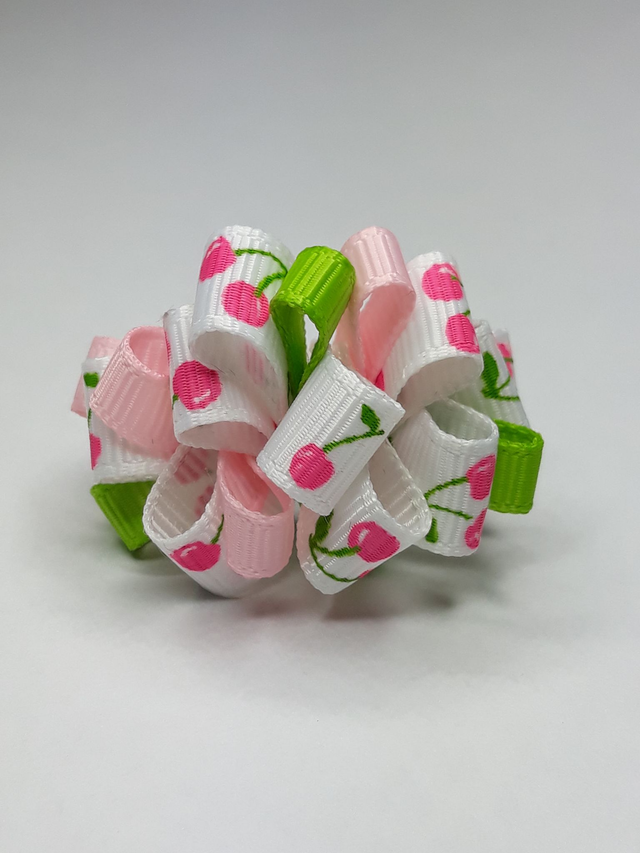 NOEUD POUR CHIEN POMPON-fleurs-cerises-bowsnoeuds