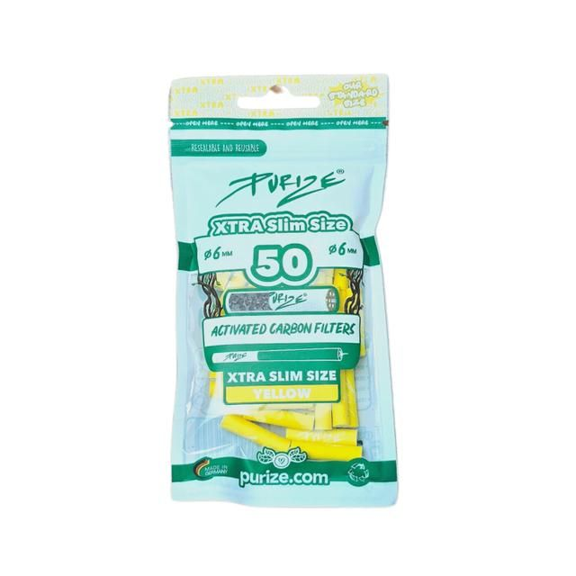 PURIZE Aktivkohlefilter XTRA Slim Size Yellow, 6mm, 50 Stk