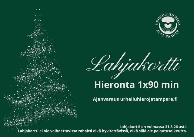 Lahjakortti hierontaan - hieronta 90 min