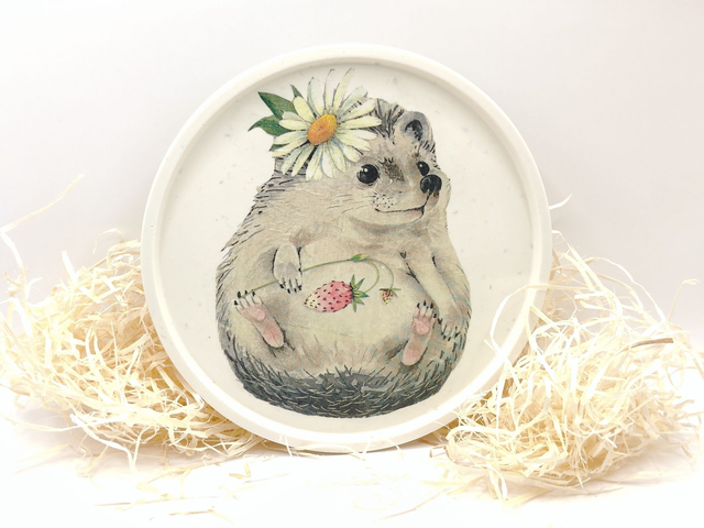 🦔 Plateau décoratif Hérisson – Résine acrylique