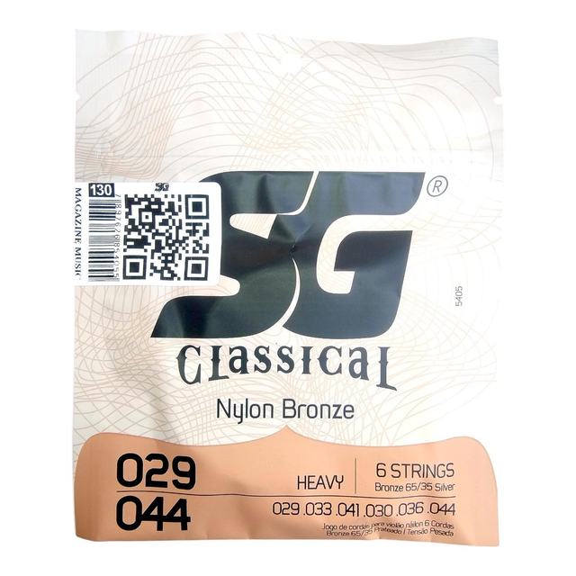 130 - Encordoamento Violão Nylon 6 Cordas Tensão Pesada 5405 SG Strings Cód 130