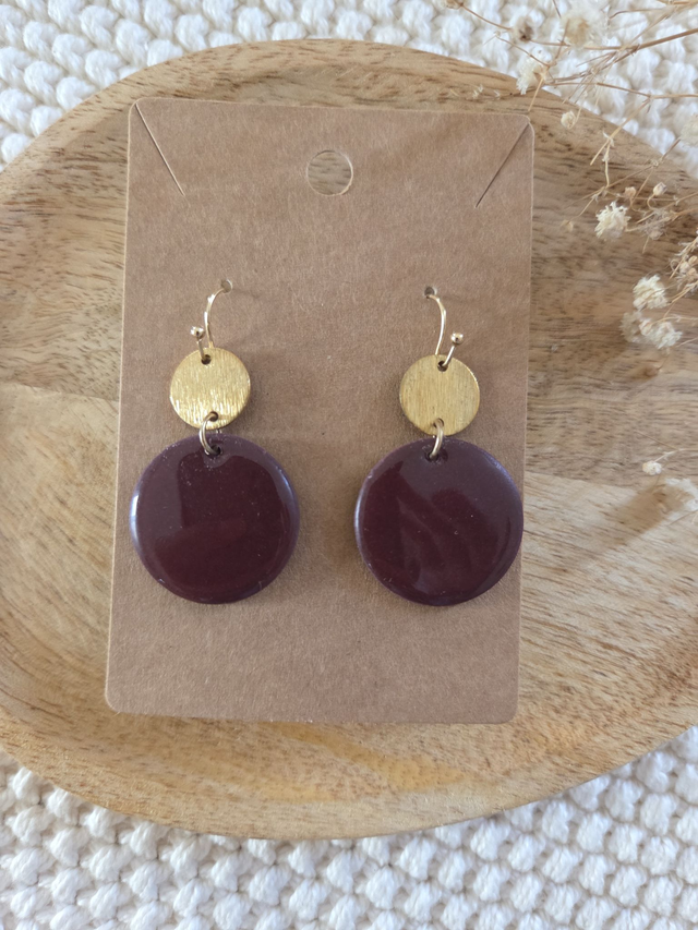 Boucles d'oreilles Salomé glossy coloris bourgogne