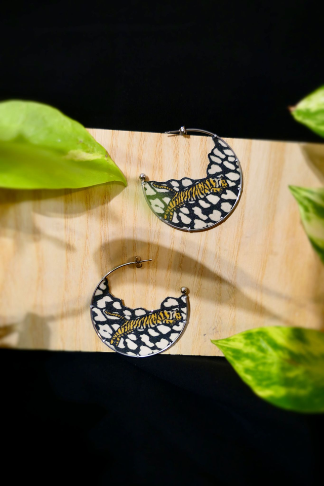 Eclipse Saut du Tigre - Créoles acier inox et tissu