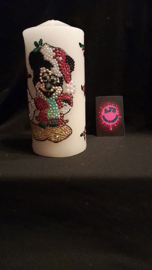 Custom Christmas Mickey Mouse Disney Character Custom Decorated &amp; Designed On A Pillar Candle PRE-ORDER