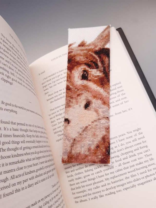 Highland cow 'Tufty' Cross stitch bookmark