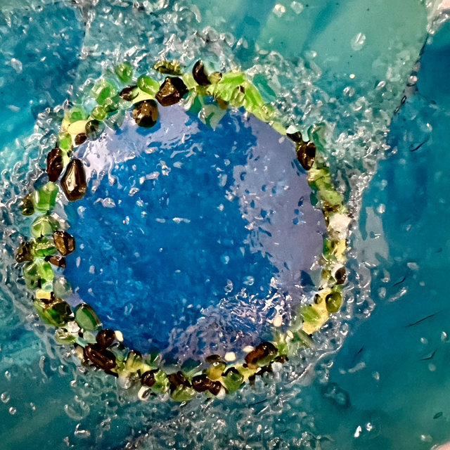 Fused Glass Bowl – Lakes, Mountains & Sky