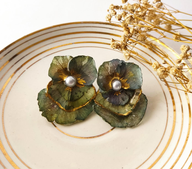Pendientes de hortensias vintage