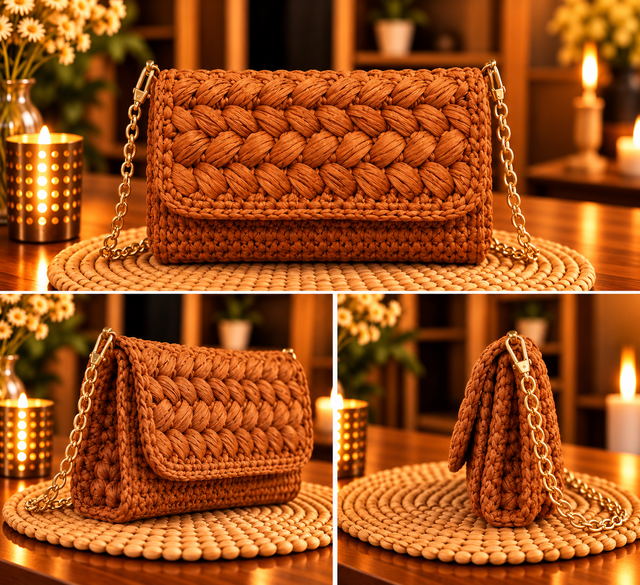 Sac bandoulière tressé – Camel