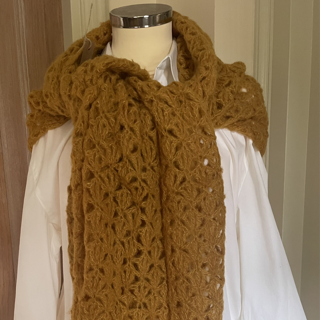 Alpaca sjaal handgemaakt 50 x 200cm oker