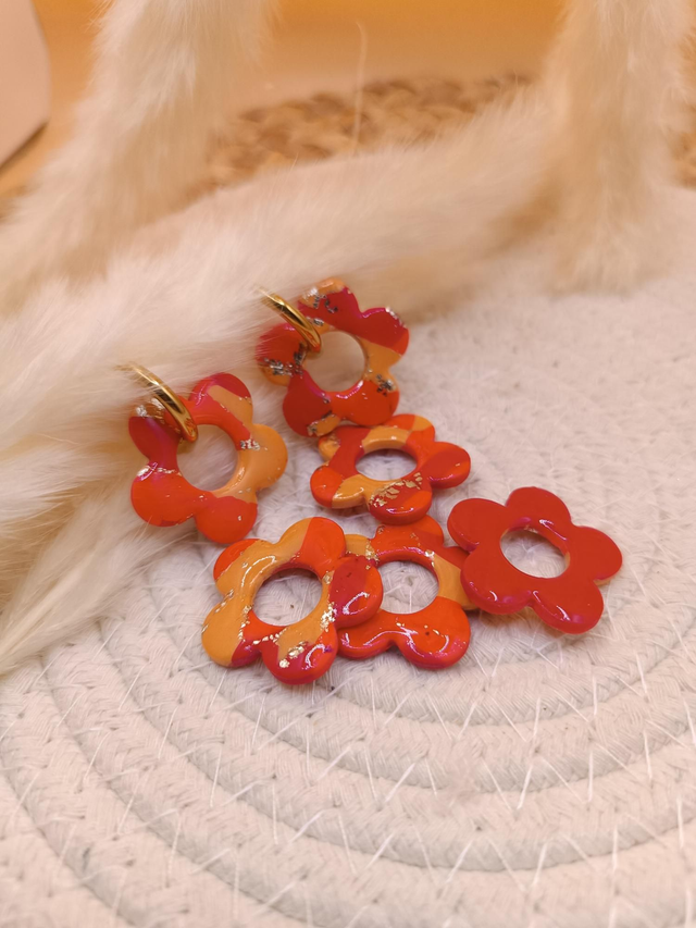 "Flora" bi-face orangé-rouge 