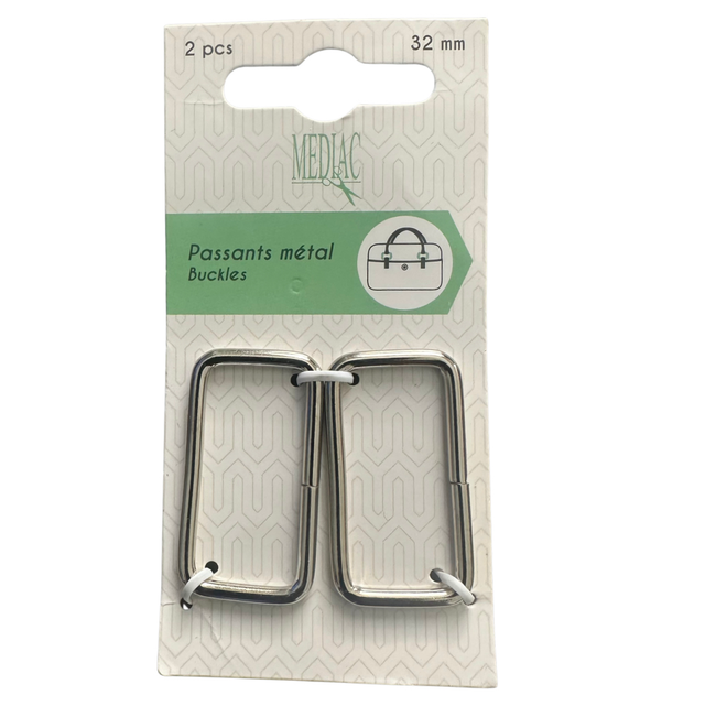 Boucles Rectangulaires 32mm x2 (Passants métal)