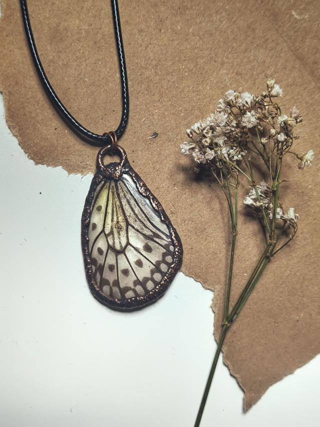 Copper Framed Butterfly Wing Necklace