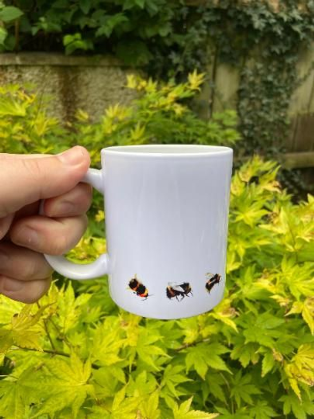 A Selection of Bees Watercolour Mug in White