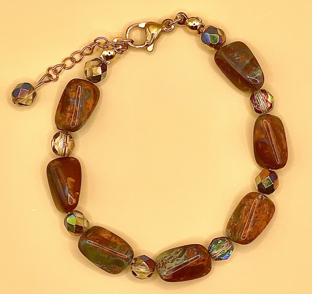 B131 - Bracelet perles jaspe sanguin