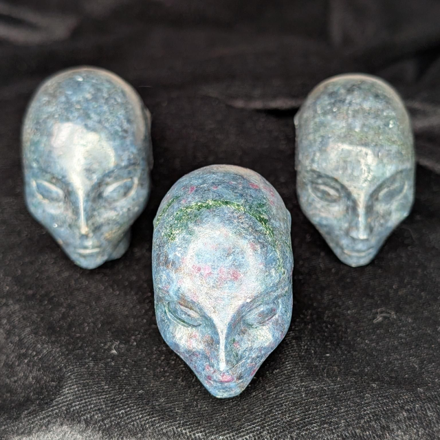 High Quality Hand-Carved Crystal Skull - 2" Ruby in Kyanite Star Being 