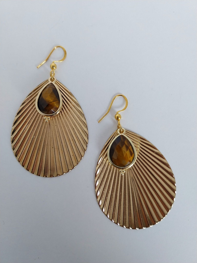 ✨Boucles d’oreilles &quot;palme oeil de tigre&quot; ✨
