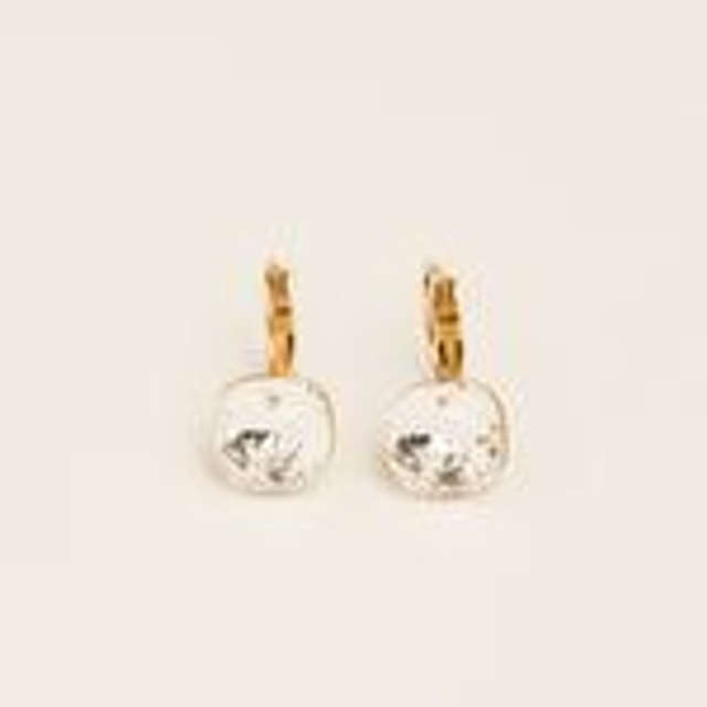 Boucles Dormeuses en acier doré &amp; Cristal Swarovski 