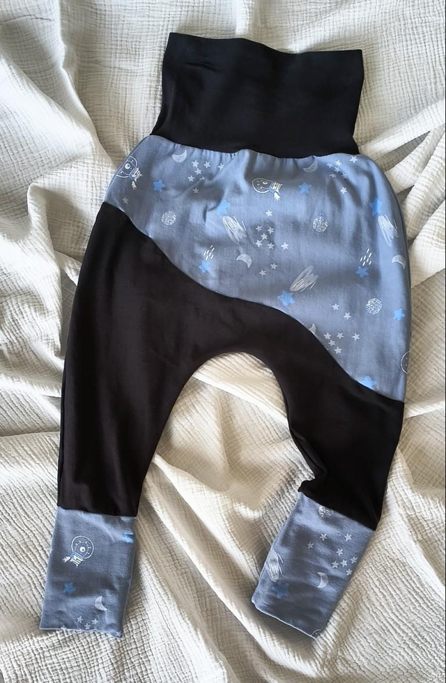 Sarouel Bébé Long Évolutif Jersey Coton Espace/Bleu Marine