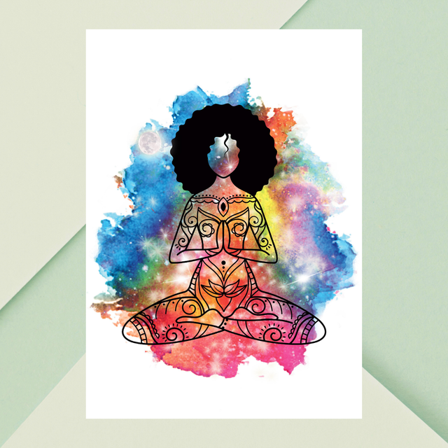 Illustration Femme dans une Zone de Méditation - Art Mural Spirituel / Calm Female Meditation Zone Illustration - Spiritual Wall Art