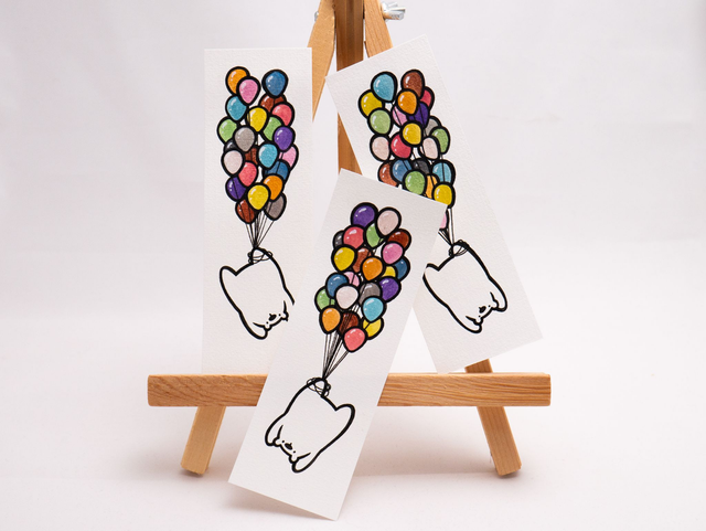 UP! zakładka do książki z misiem z balonami, ręcznie malowana akwarela