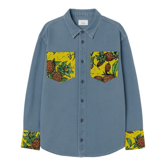 Chemise en jean et Wax