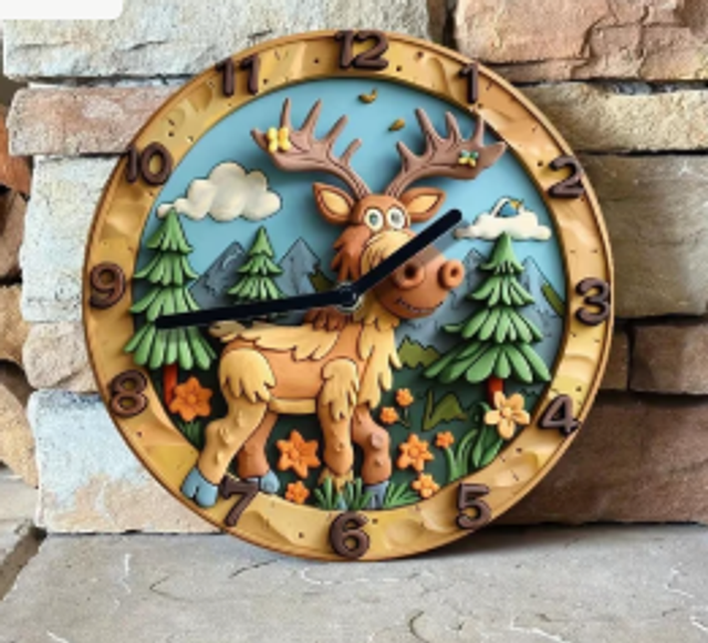 Vintage metalen klok Eland (20cm diameter) Nieuw.