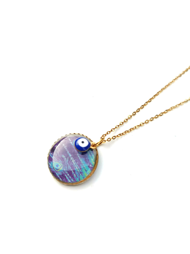 Collier  en cannette recyclée - Paon 