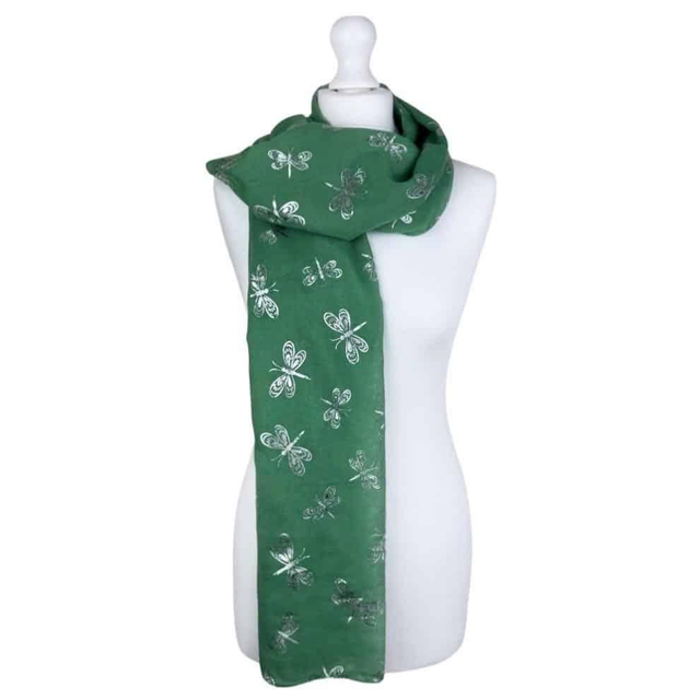 Silver Dragonfly Print Scarf - Choice of 3 Colours 