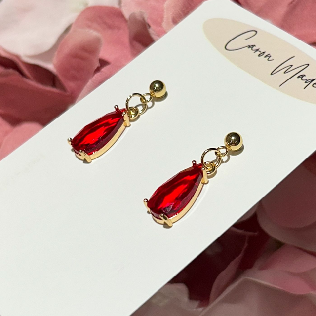 Red Teardrop Drop Earrings