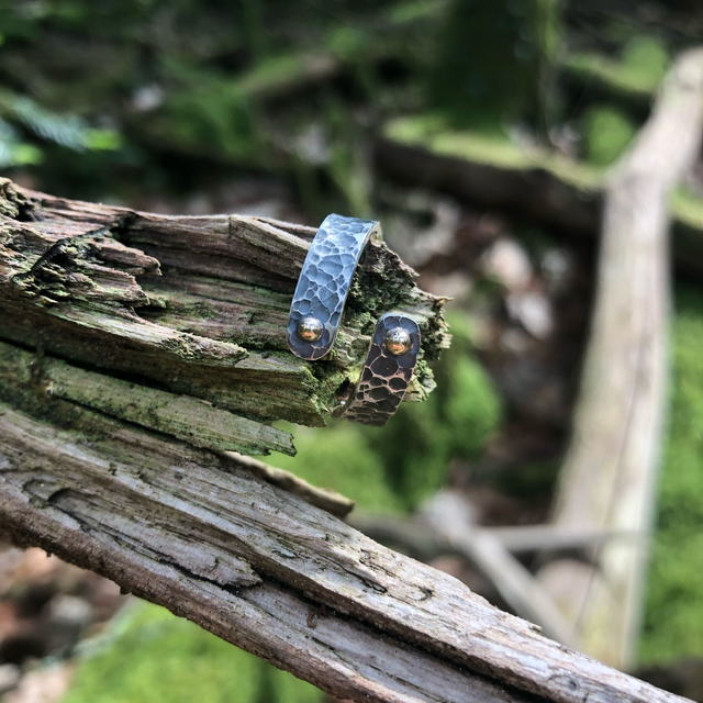 Bague Spirale Martelée Argent et Or 18 Carats 