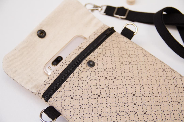 Bolso para móvil Sashiko Beige claro
