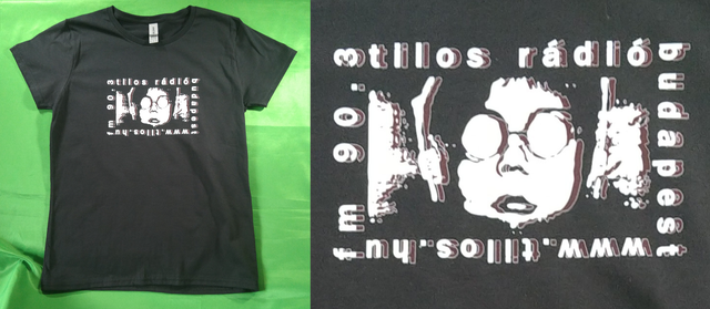 Ladies T-Shirt - Black - Size 'M' - Regular Tilos Radio Kettőslátás Design - Tilos Maraton Glasgow 2025 Edition - All Profit goes to www.tilos.hu 