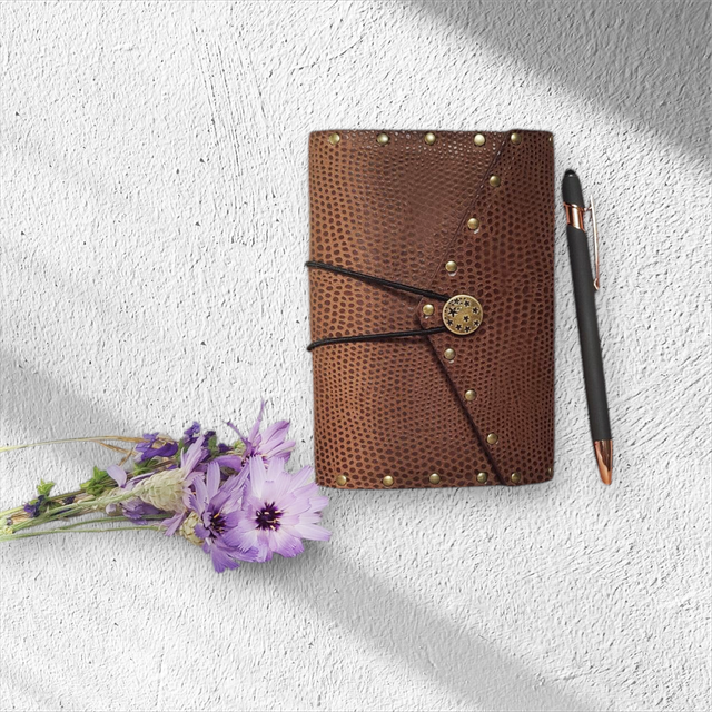 📒 Carnet / Agenda en cuir – Classeur format A7 - Fabrication artisanale