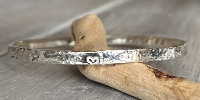 Hammered stamped bangle 