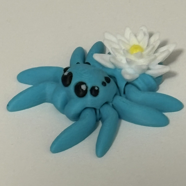 3D Printed Spider With Water Lily Flower