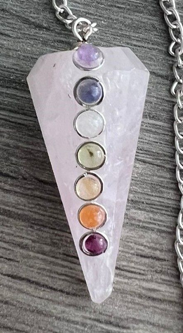 Pendule conique Quartz Rose Chakras 4.5 cm