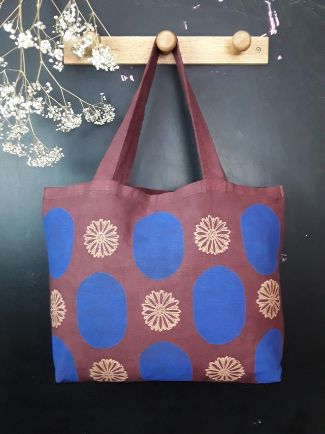 Cabas en lin pourpre OVALE et PÂQUERETTES 