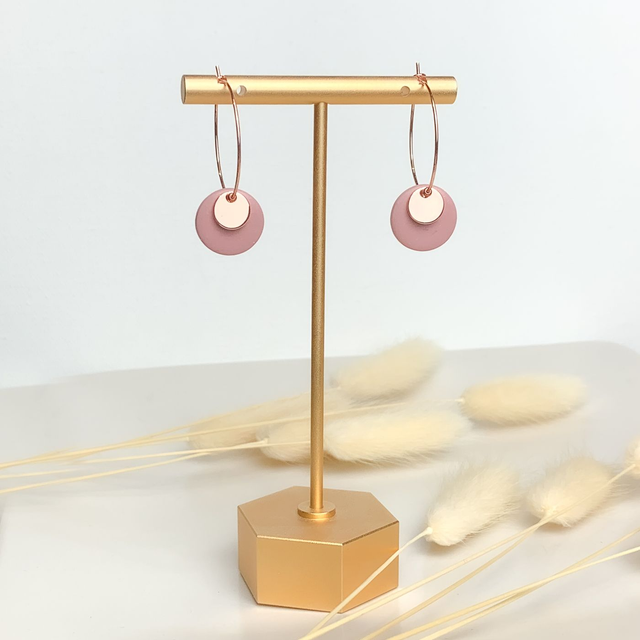 Blush pink and rose gold hoops