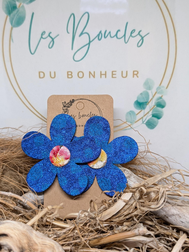 Boucles d&#039;oreilles Marguerite m696 bleu