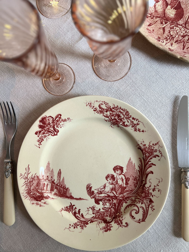 TRIANON - Duo d'assiettes plates modèle Trianon de la manufacture Jules Vieillard - Terre de Fer