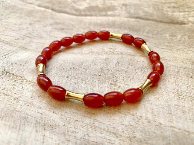 Bracelet Agate Cornaline - Perles 6mm ovales